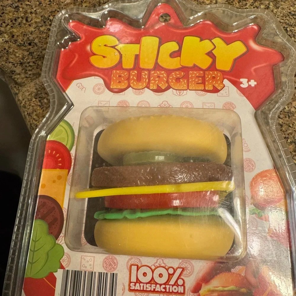 Sticky Burger Kids Toy - sensory fidget toy 100%‎ real peel